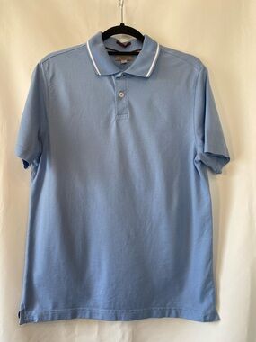 Ted Baker Mens Blue Short Sleeve Textured Knit Polo Tee Shirt MD Cotton Blend